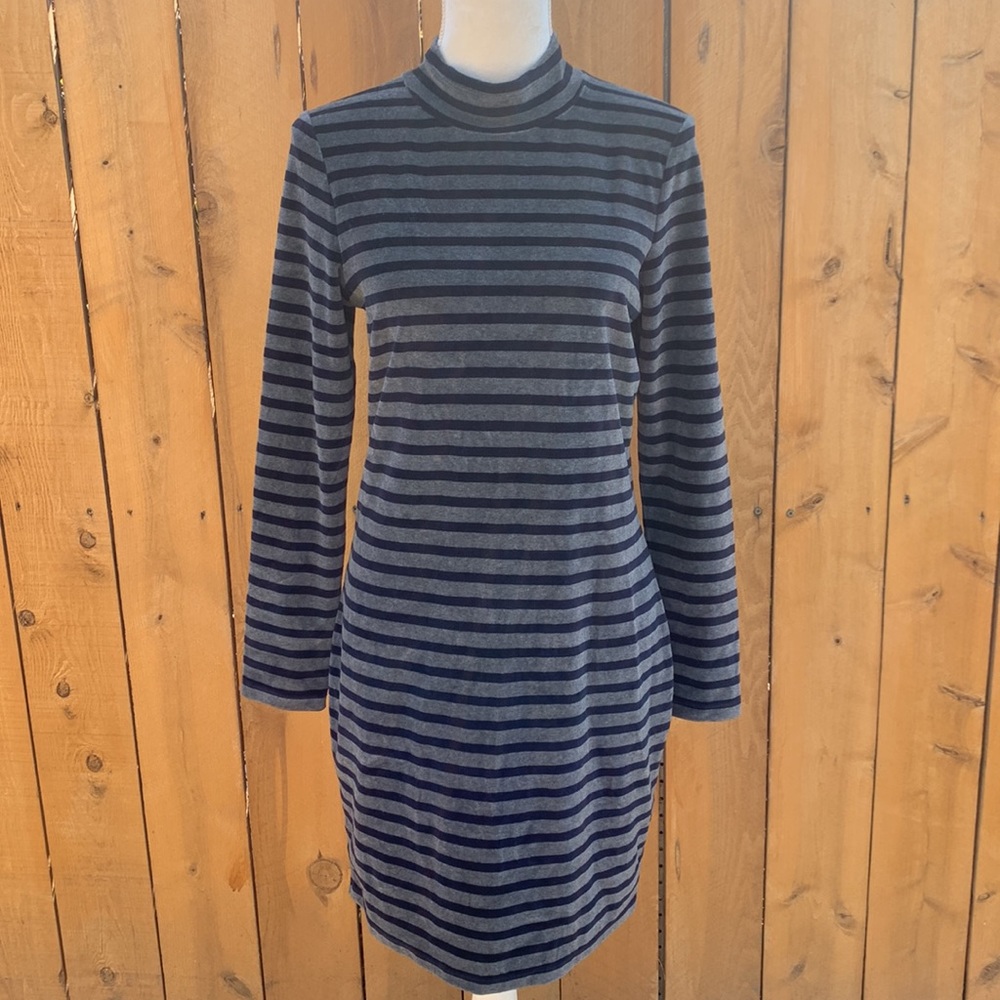 T by Alexander Wang mock neck long sleeve mini dress with cutout back detail